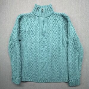 Aran Crafts Ireland Women's Small Cable Knit Merino Wool Zip Sweater